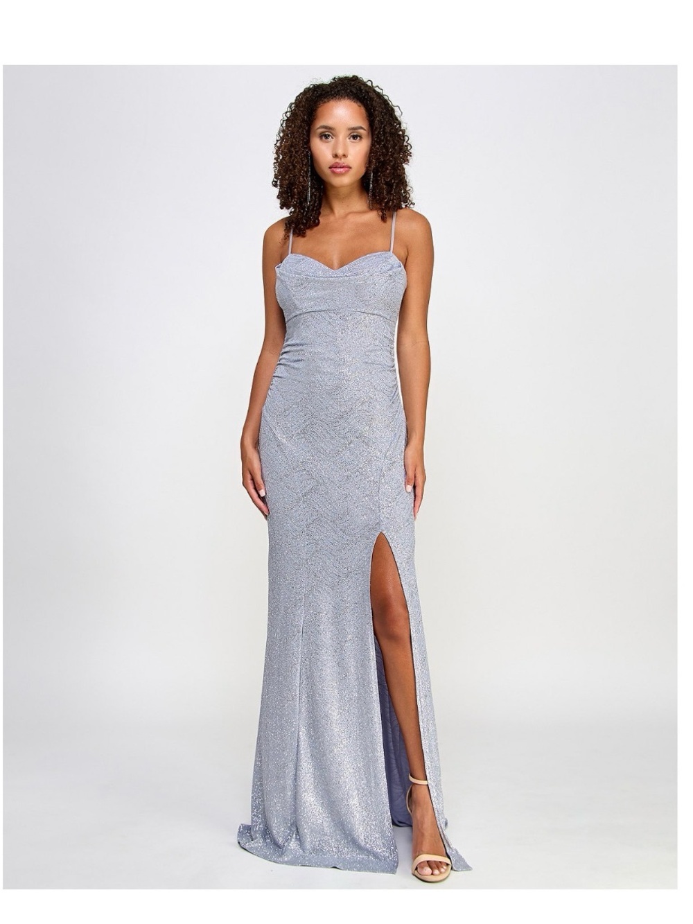 Emerald Sundae Juniors' Glitter Draped Front Gown size XS